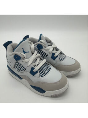 Jordan Retro 4 Sneakers 10C Toddler Boy) White Blue